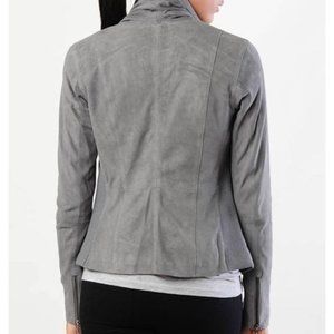 Vince Grey Scuba Leather Suede Jacket Size Medium